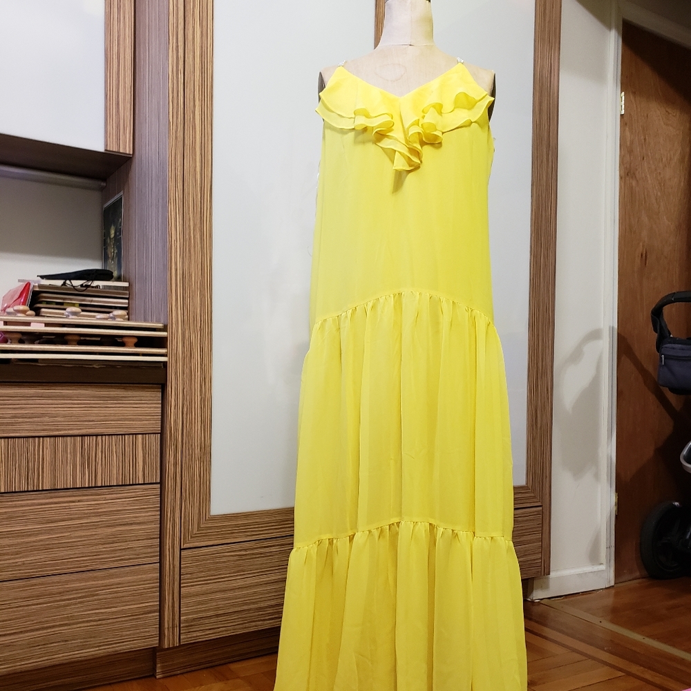 MSK yellow maxi dress size 8
